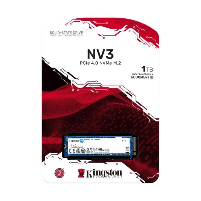 SSD NVMe M.2  PCIe. 4.0 Kingston Unidad de Estado Sólido NV3 1TB