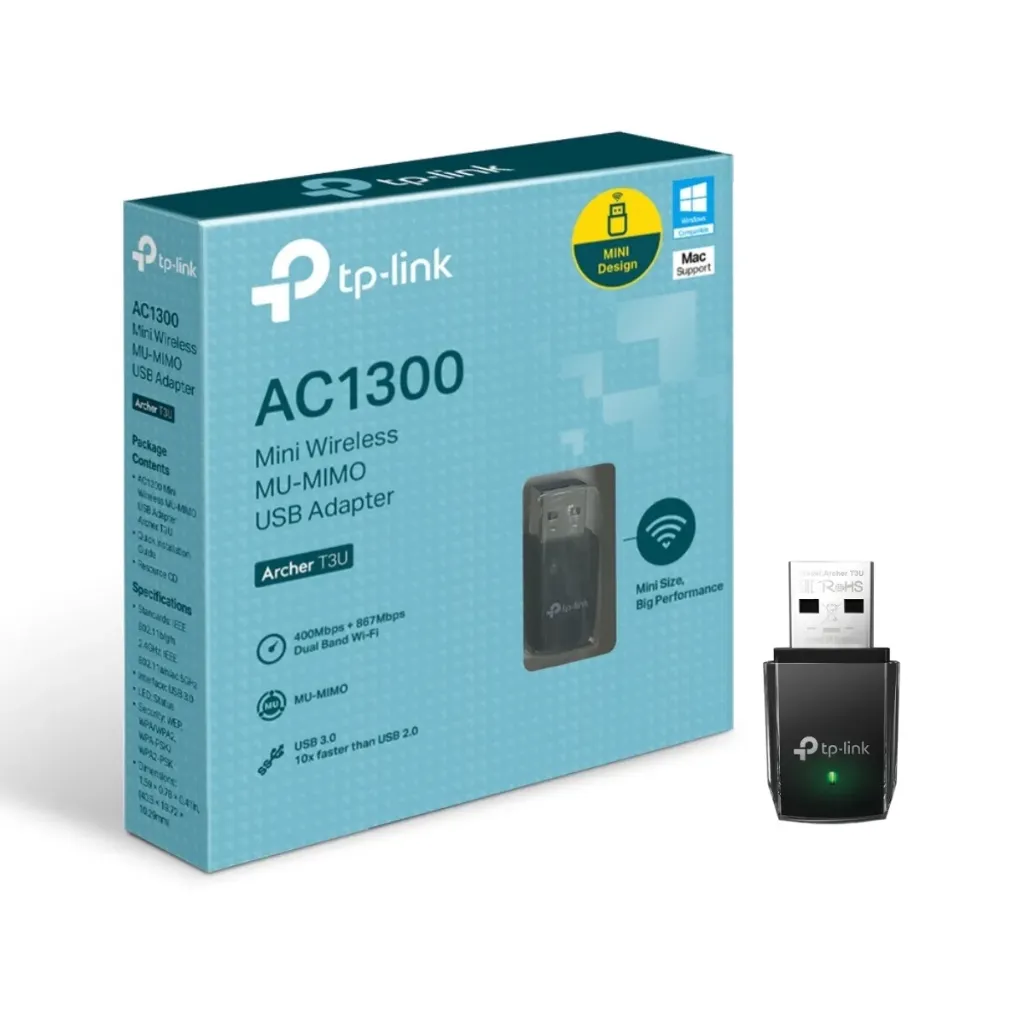 ADAPTADOR WIFI TP-Link Archer T3U MiniWi-Fi MU-MIMO USB3.0 Adapter mni size