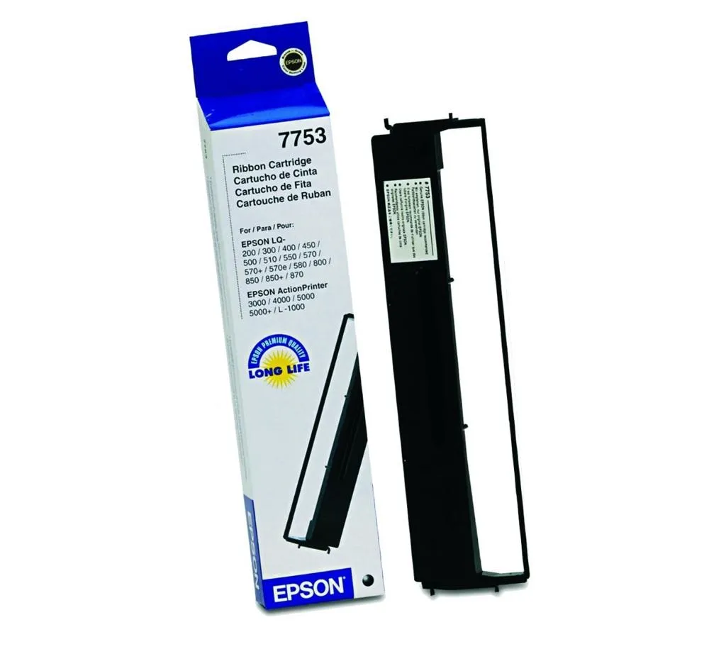 Epson 7753 - Negro - cinta de tela para impresora - para ActionPrinter 4000, 5000, L-1000; LQ 200,