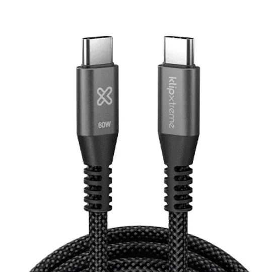 Klip Xtreme - USB cable - 24 pin USB-C - 3 m - Black - 60W Braided Fast charging