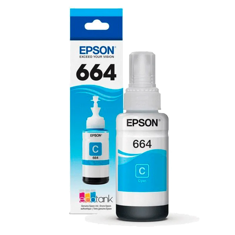 Botella de Tinta Epson T664 Cian 70ml