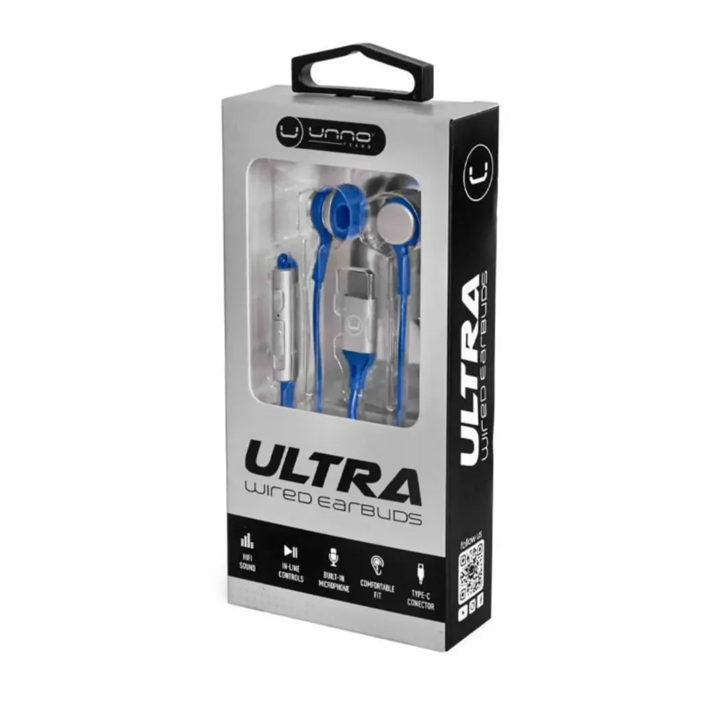 Audífonos In-Ear Unno Tekno HS7005BL USB-C Ultra blanco