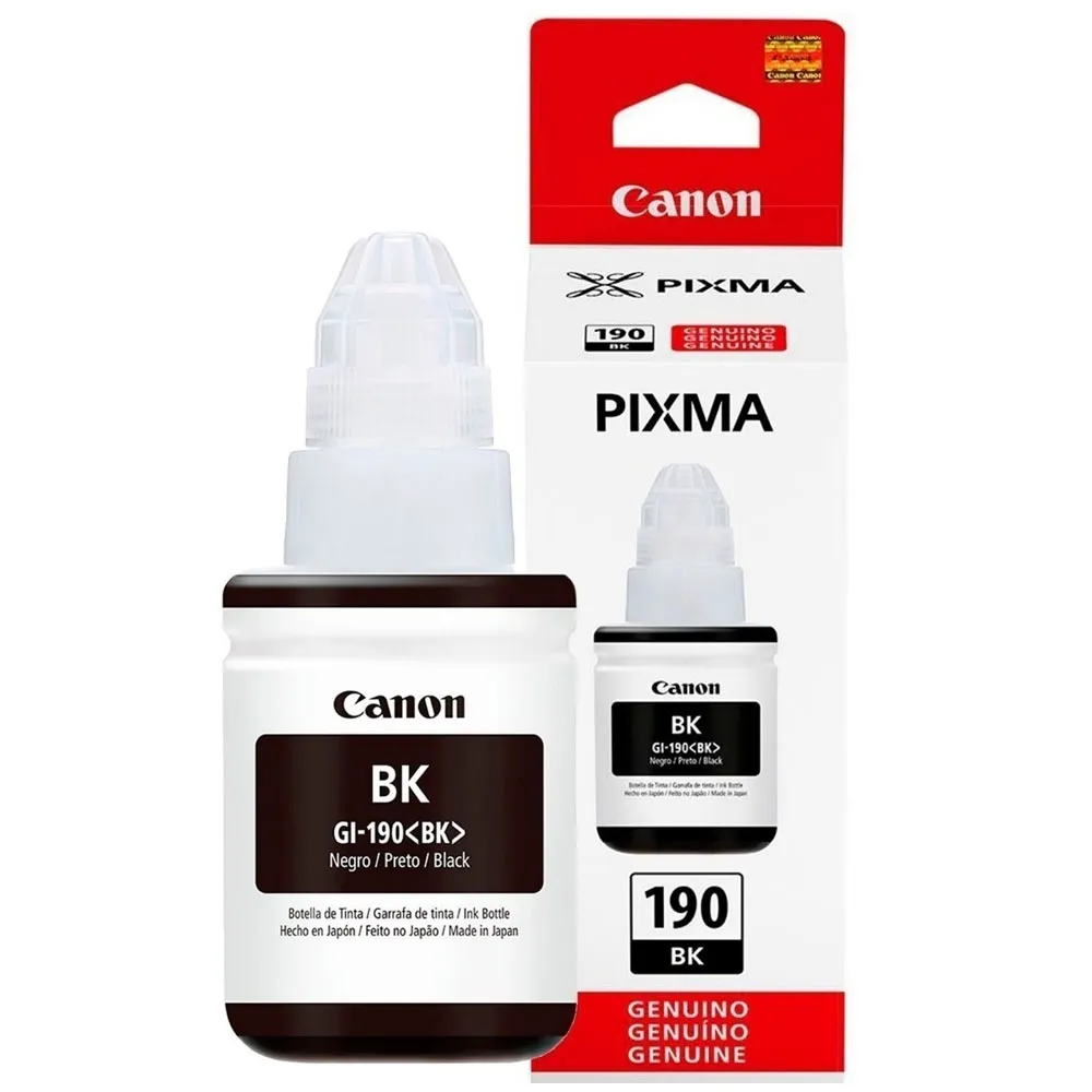 Botella de Tinta Canon GI-190BK Negro 135ml