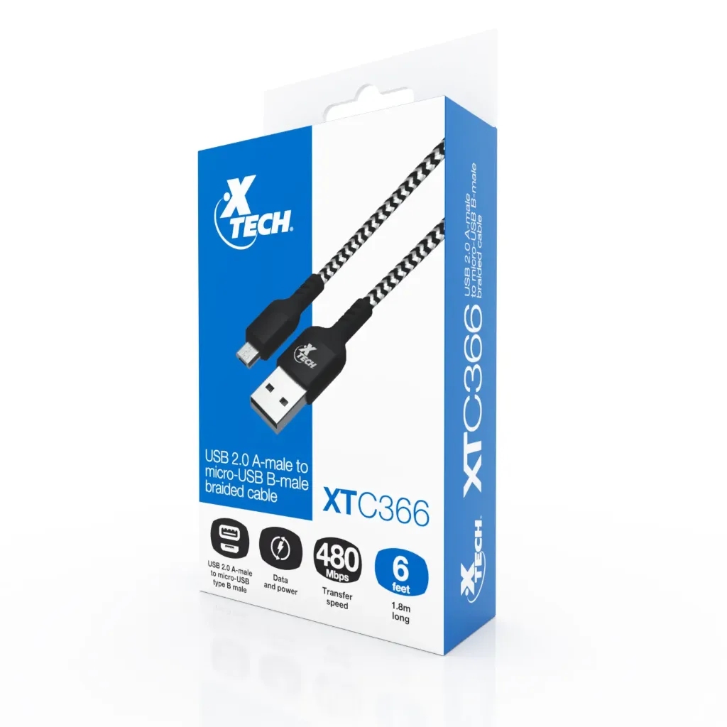 Xtech USB 2.0 A m to micro-USB B m braided cable XTC-366