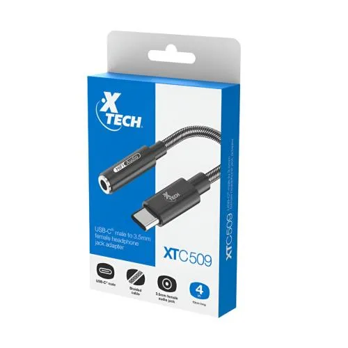 Xtech USB-Cm to 3.5mmf HeadphoneJackAdapter 10cm XTC- 509