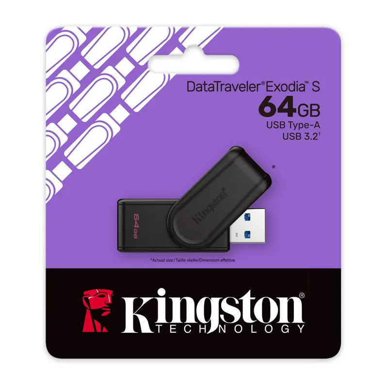 Kingston 64GB 3.2 Gen 1 DataTraveler Exodia S Black