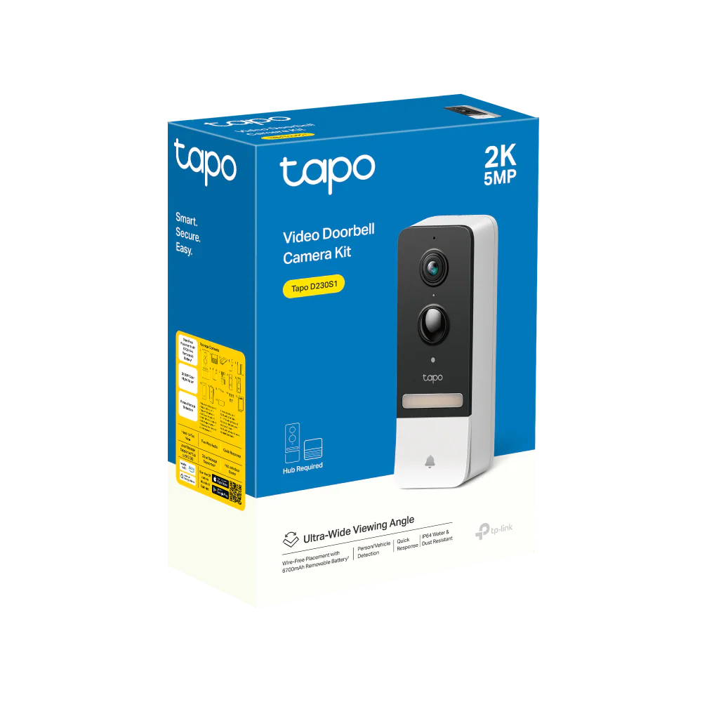 TpLink Smart D230S1 Video Doorbell Camera Kit 1Tapo D230 1