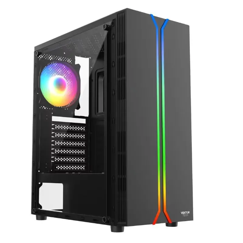 Case Gaming VectorTech EZQ1 Media Torre Vidrio Templado ATX Negro (Sin Fuente)