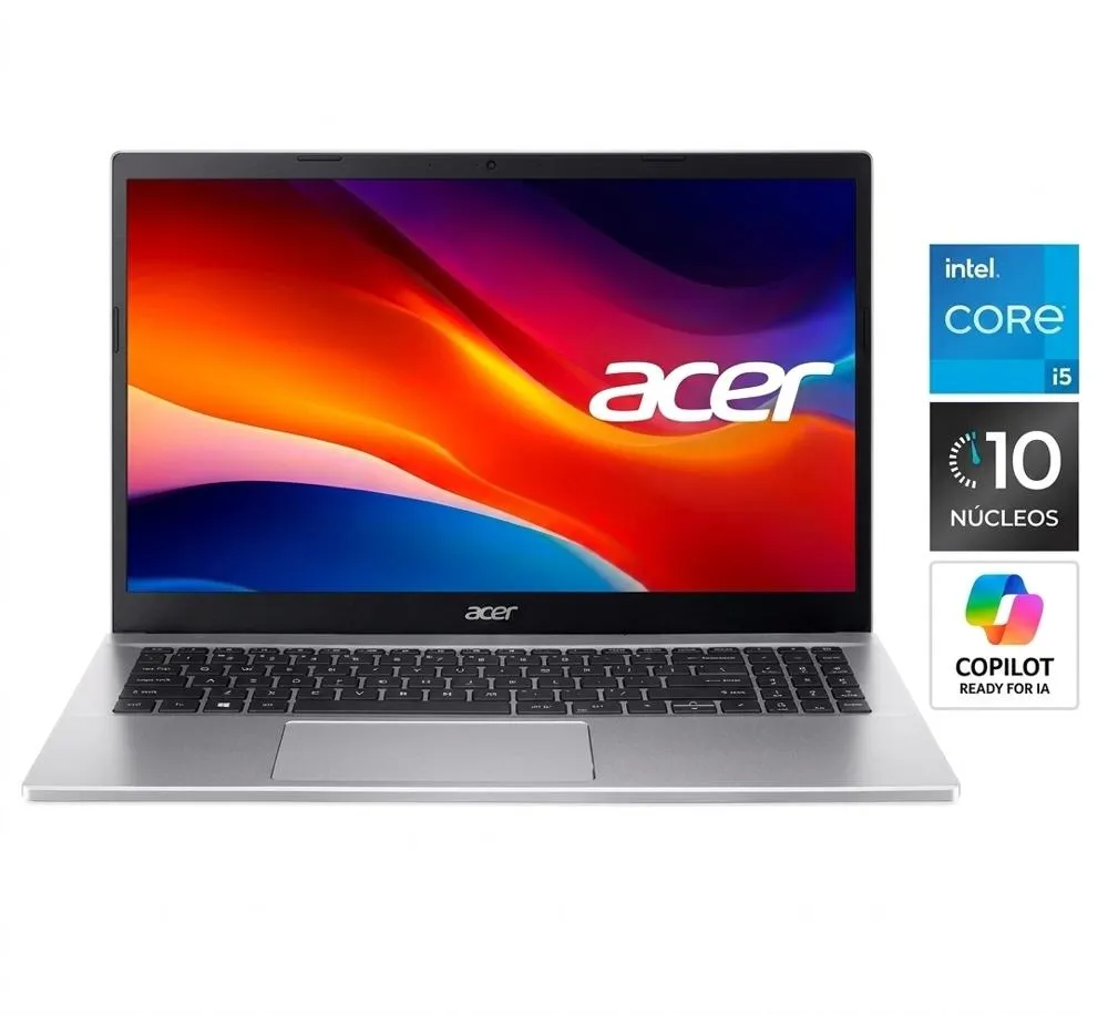 Laptop Acer Aspire 3 15" | Intel Core i5-1235U | 16 GB RAM | 512 GB SSD | Windows 11 Home - Silver