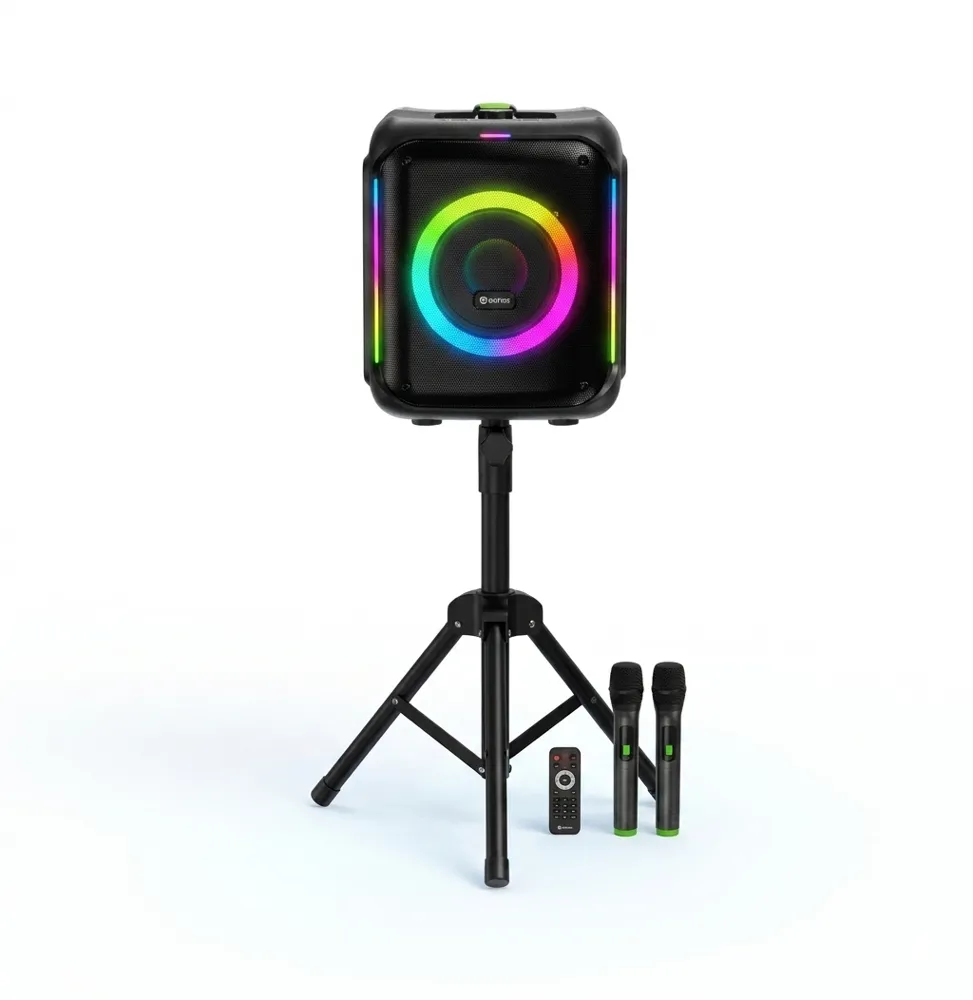 Bocina Portátil Klip Xtreme KLS-653 con Trípode y 2 Micrófonos Inalámbricos - Negro
