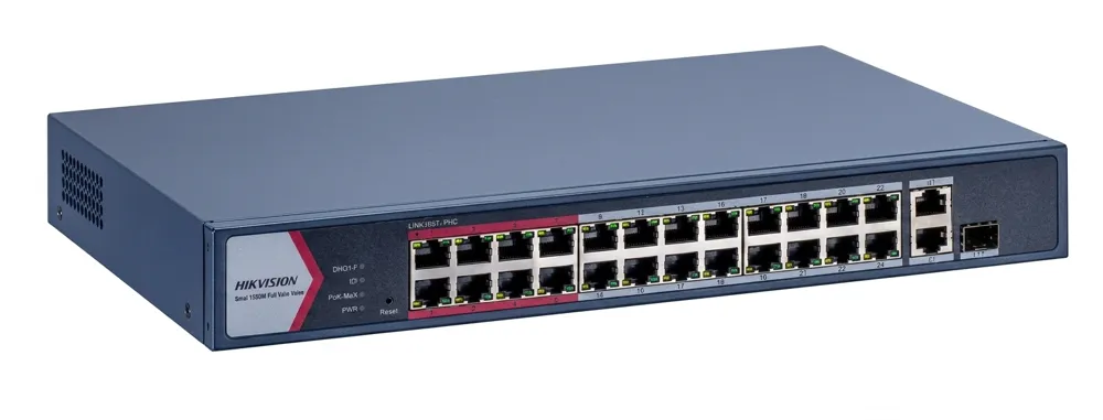 Switch Inteligente Hikvision PoE de 24 Puertos Fast Ethernet (DS-3E1326P-EI/M)