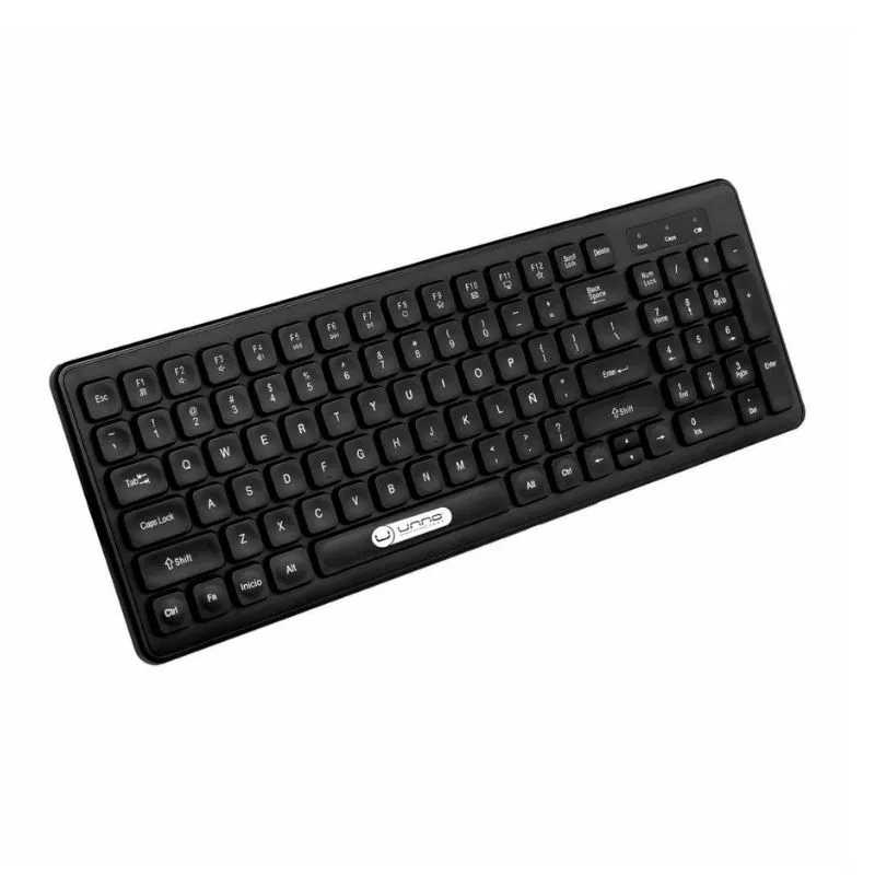 TECLADO Inalámbrico Unno Tekno Klass Español Negro- Conectividad inalambrica USB- Conexión de 2.4GHz